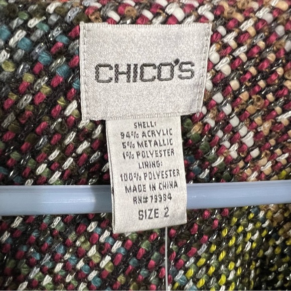 NWT Chico’s ruffle front plaid blazer size 2/large - Picture 3 of 8